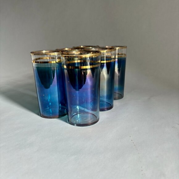 Vintage Iridescent Macbeth Evans Corning Upright Ball Pitcher & Glasses Set - Picture 3 of 14